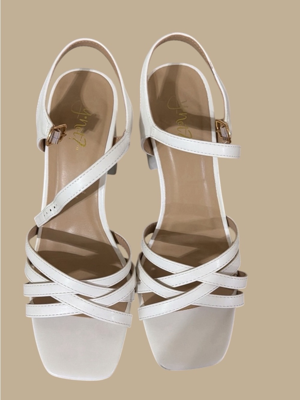 White Strappy Square-Toe Slingback Sandals